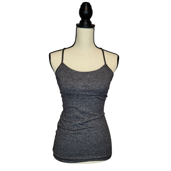 Lululemon Power Y tank Heathered Black gray racerback thin straps tank top sz 4 - Picture 1 of 11